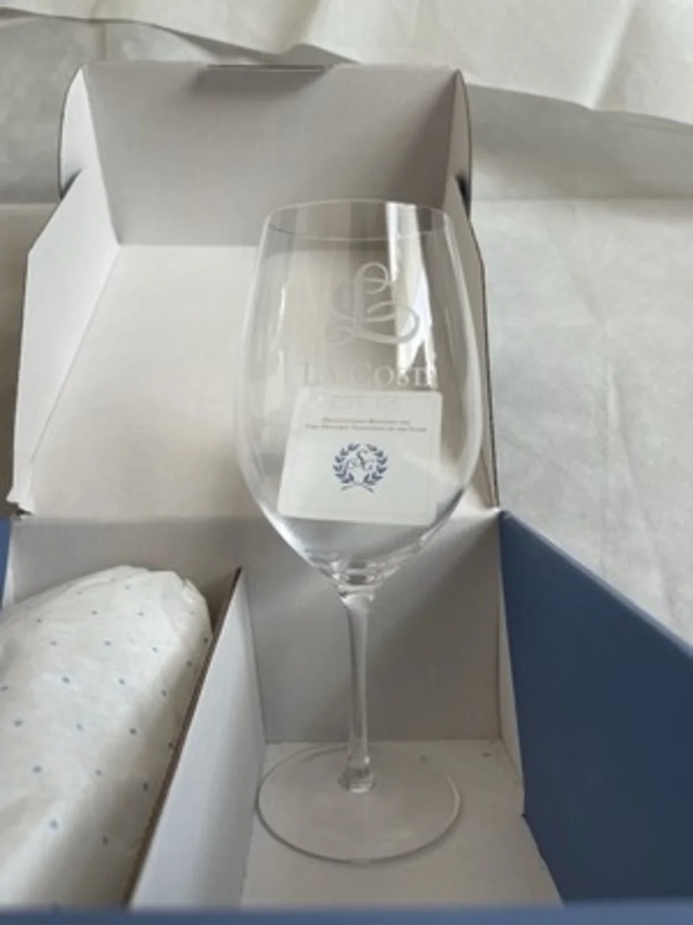 Pair of Vintage La Costa Resort Sterling Cut Glass Stemmed Wine Glasses NIB Rare
